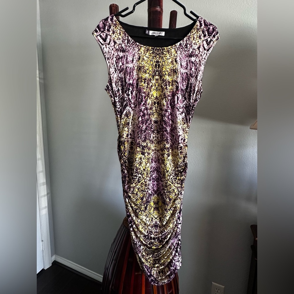 Jennifer Lopez Purple and Yellow Dress